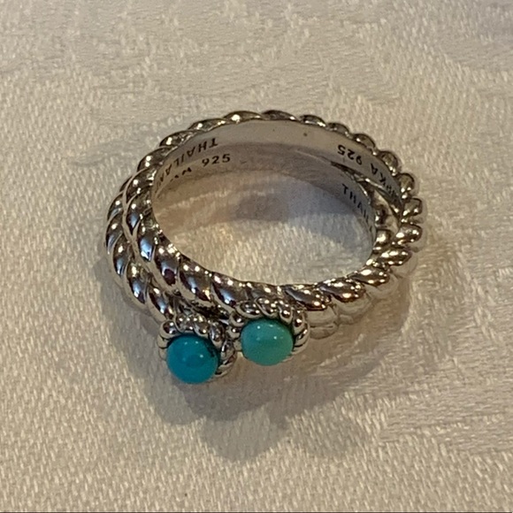 Judith Ripka Sterling Turquoise Stacking Rings - Picture 4 of 4